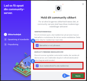 Aktiver Discord Community trin 1: Accepter og klik næste