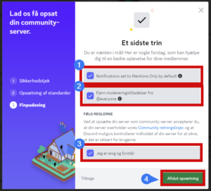 Aktiver Discord Community trin 3: Accepter og afslut opsætning