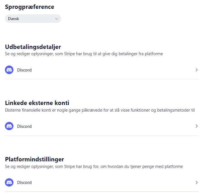 Stripe profile Discord profile settings