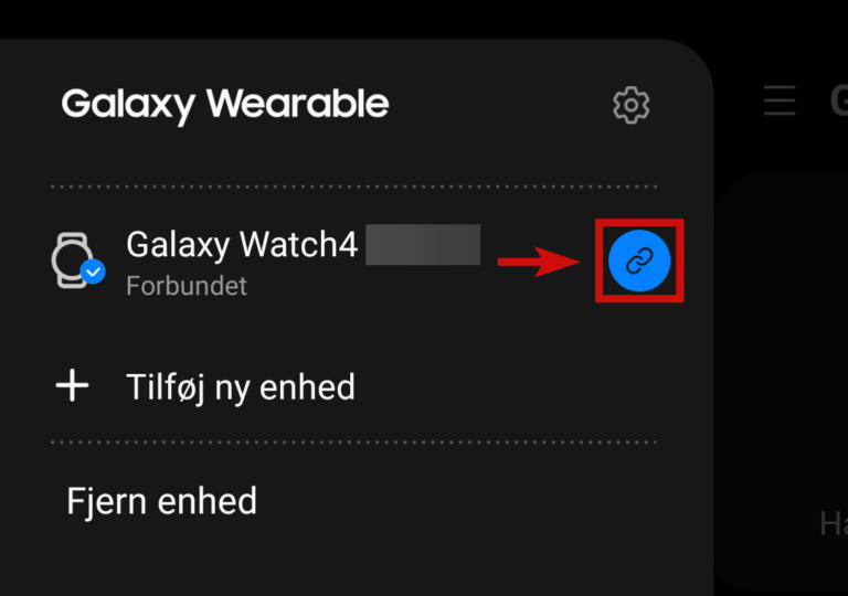 Afbryd forbindelse til ur i Galaxy Wearble app'en.